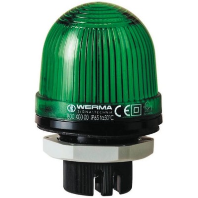 Werma EM 801 Series Green Panel Mount LED Beacon 24V AC Steady Light IP65 801.200.68