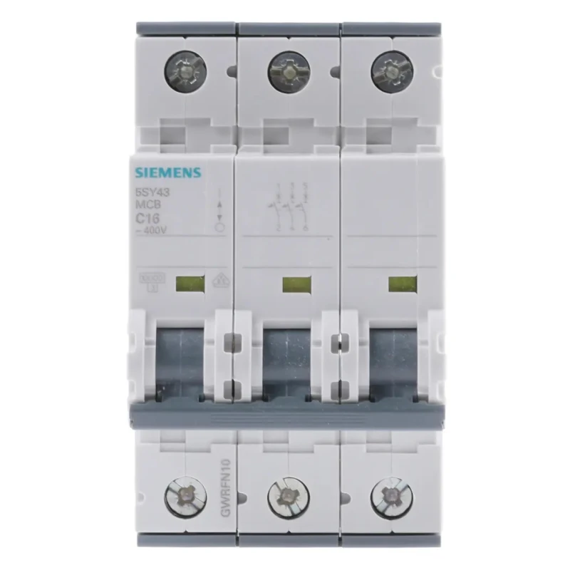 Siemens SENTRON Miniature Circuit Breaker 3-Pole 16A Type C 400V AC 60V DC 10kA Breaking Capacity 5SY4316-7