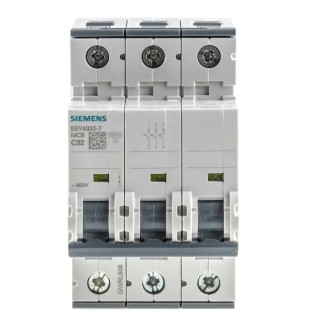 Siemens SENTRON Miniature Circuit Breaker, 3-Pole, 32A, Type C, 440V AC, 60V DC, 10 kA Breaking Capacity 5SY4332-7