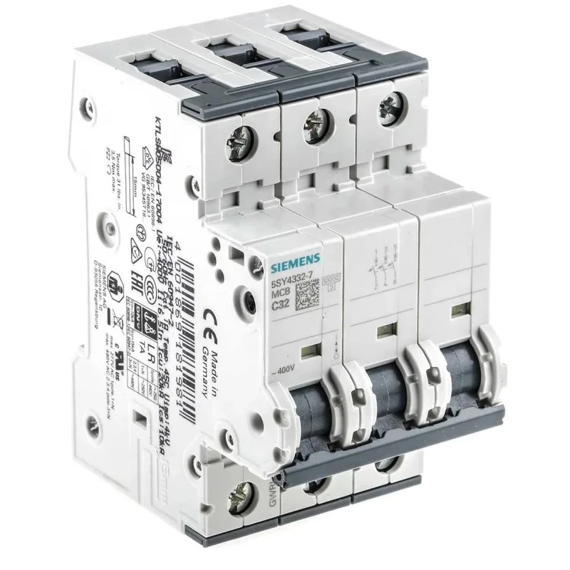 Siemens SENTRON Miniature Circuit Breaker, 3-Pole, 32A, Type C, 440V AC, 60V DC, 10 kA Breaking Capacity 5SY4332-7