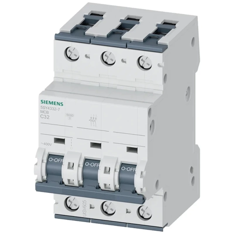 Siemens SENTRON Miniature Circuit Breaker, 3-Pole, 32A, Type C, 440V AC, 60V DC, 10 kA Breaking Capacity 5SY4332-7