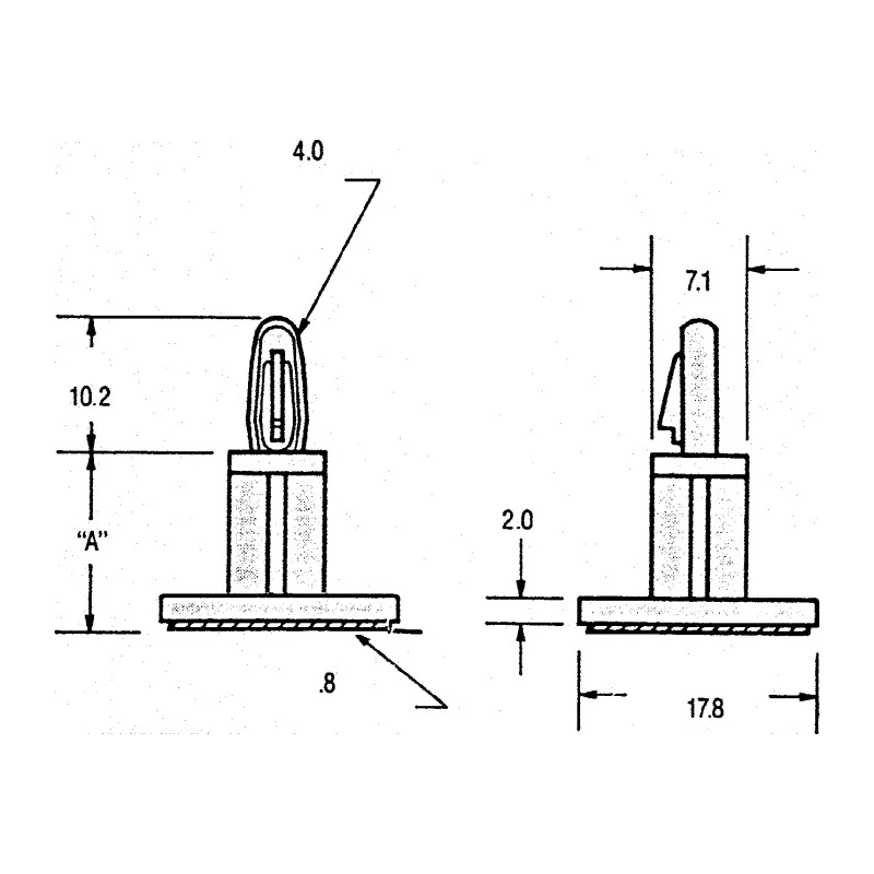 Essentra Nylon PCB Support with Adhesive Base 19.1 mm Height 29.3 mm Overall Height LCBSB-12-01A-RT