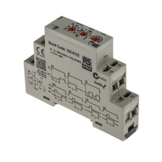 Broyce Control RS PRO DIN Rail Timer Relay 1-Contact SPDT 230 V dc/ac 24 V ac 0.1 s to 100 h Multifunction RS PRO 102-6122