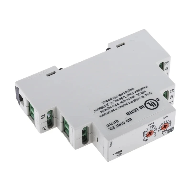 RS PRO DIN Rail Timer Relay 12 to 230 V AC/DC Multifunction DPDT Switch 0.1 s to 100 h 102-6125