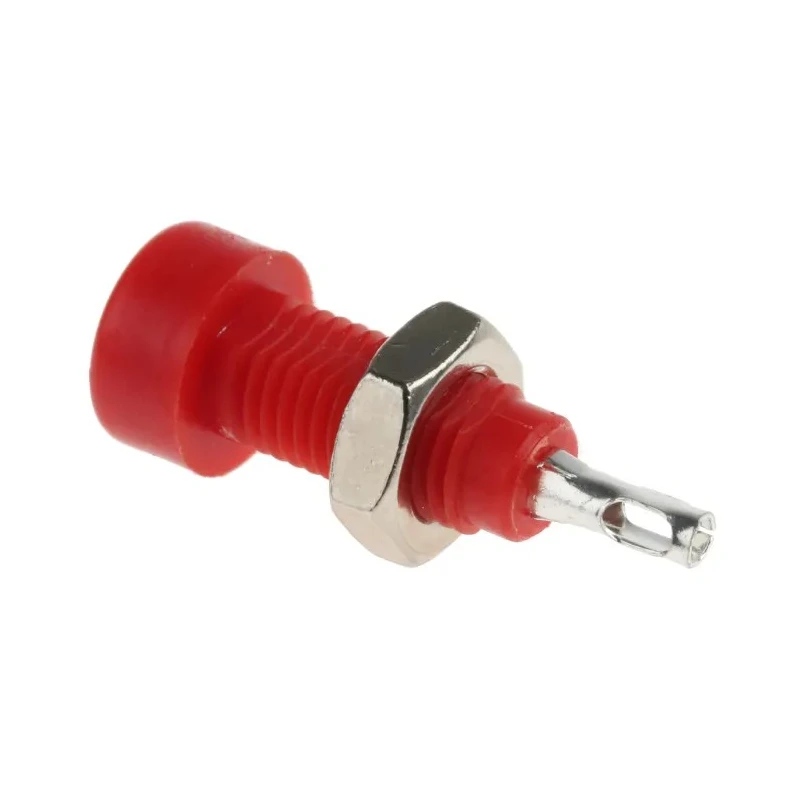 Johnson Components Red Female Test Socket 2 mm Connector, Solder Termination, Tin Plating, 10A 105-0802-001