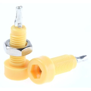 Johnson Components Yellow Female 2 mm Test Socket Connector, Solder Termination, 10A, Tin Plating 105-0807-001