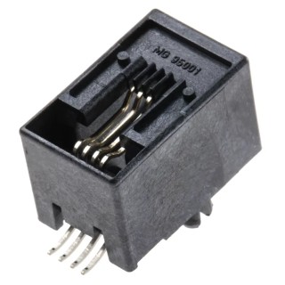 Molex RJ11 Modular Jack Connector Female Surface Mount Cat3 Unshielded Right Angle 1 Port 4 Way RJ11