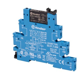 Finder 38 Series Electromechanical Interface Relay DIN Rail Mount 12V DC Coil SPDT 6A 15.2mA Coil Current 38.51.7.012.0050