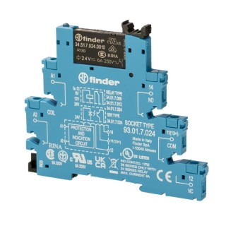 Finder Electromechanical Interface Relay DIN Rail Mount 24V DC Coil SPDT Contact 10.4mA Coil Current 38.51.7.024.0050
