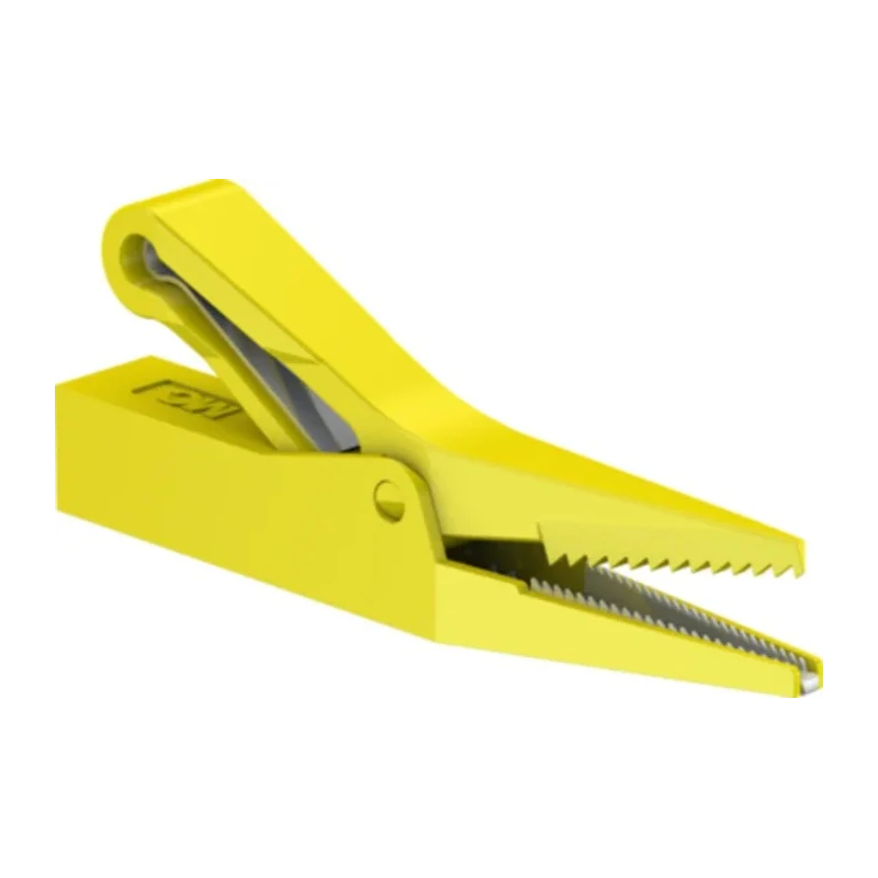 Staubli Insulated Yellow Crocodile Clip Brass Contact 10A 12mm Jaw Opening 64.9209-24