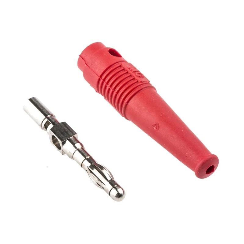 Staubli Red Male Banana Plug, 4 mm Connector, Solder Termination, 30 V, 60 V DC, 32 A, Nickel Plating 64.9199-22