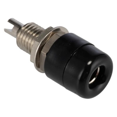 Schutzinger Black Female Banana Socket 4 mm Connector, Solder Termination, 20A, Nickel Plating IBU401/SW