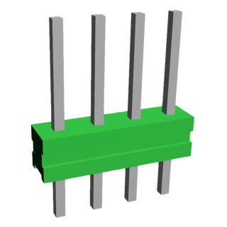 TE Connectivity AMPMODU MOD II Series Straight Through Hole Pin Header, 4 Contacts, 2.54 mm Pitch, 1 Row, Unshrouded 825433-4