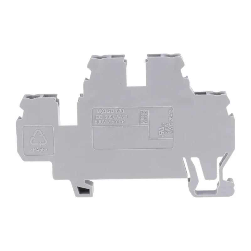 WAGO 870 Series Terminal Block Grey, 2-Level, Cage Clamp, 2.5mm², 500V, 24A Current 870-501
