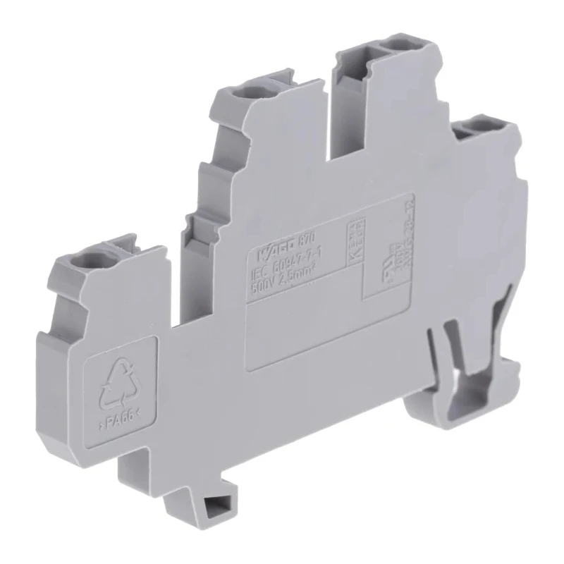 WAGO 870 Series Terminal Block Grey, 2-Level, Cage Clamp, 2.5mm², 500V, 24A Current 870-501