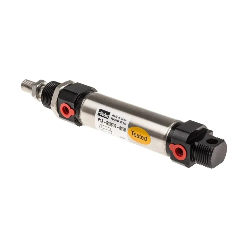 Parker 50 mm Pneumatic Piston Rod Cylinder Double Acting Both Ends Tapped Stainless Steel Body ISO 6432 P1A-S025DS-0050