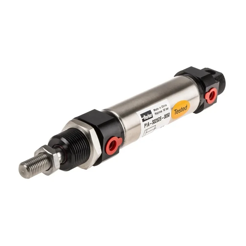 Parker 50 mm Pneumatic Piston Rod Cylinder Double Acting Both Ends Tapped Stainless Steel Body ISO 6432 P1A-S025DS-0050
