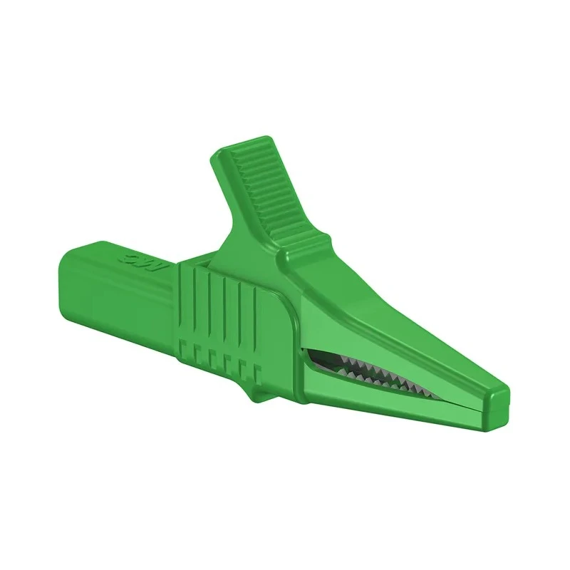 Staubli Green Crocodile Clip Brass Contact Insulated 32A 20mm Jaw Opening 66.9755-25