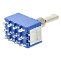 APEM Panel Mount Toggle Switch On-Off-On 4PDT 4A 30 V dc 250 V ac Brass Actuator 5669A9