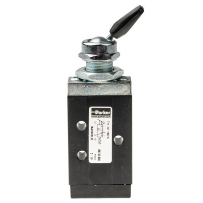 Parker Pneumatic Manual Control Valve Lever Actuated 3/2 Port G 1/8 Thread 10 bar 510L/min B43003LS