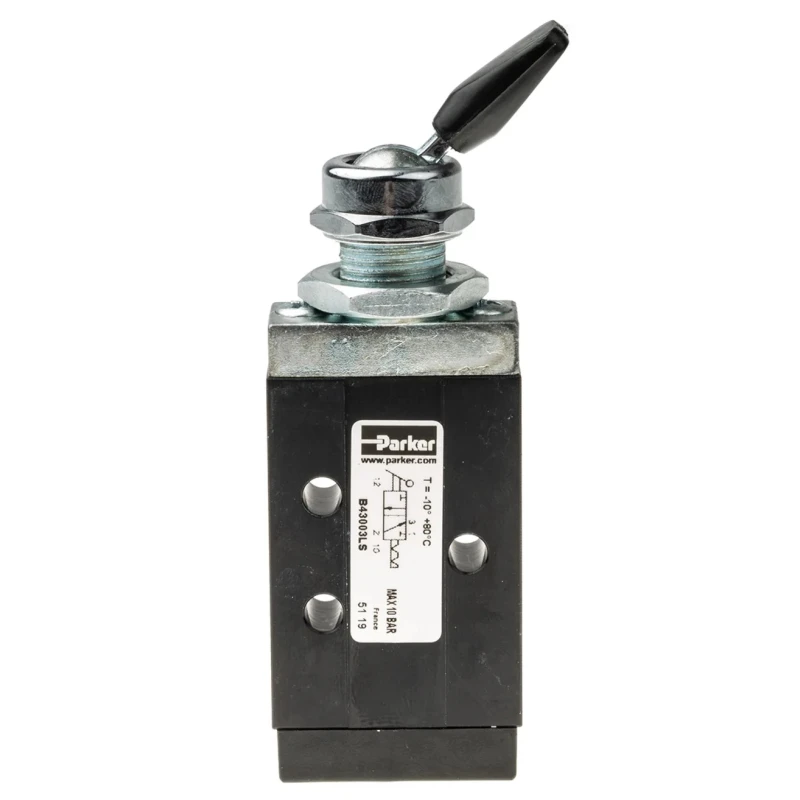 Parker Pneumatic Manual Control Valve Lever Actuated 3/2 Port G 1/8 Thread 10 bar 510L/min B43003LS