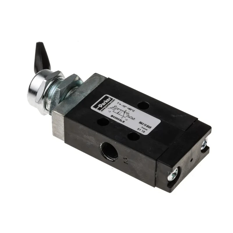 Parker Pneumatic Manual Control Valve Lever Actuated 3/2 Port G 1/8 Thread 10 bar 510L/min B43003LS