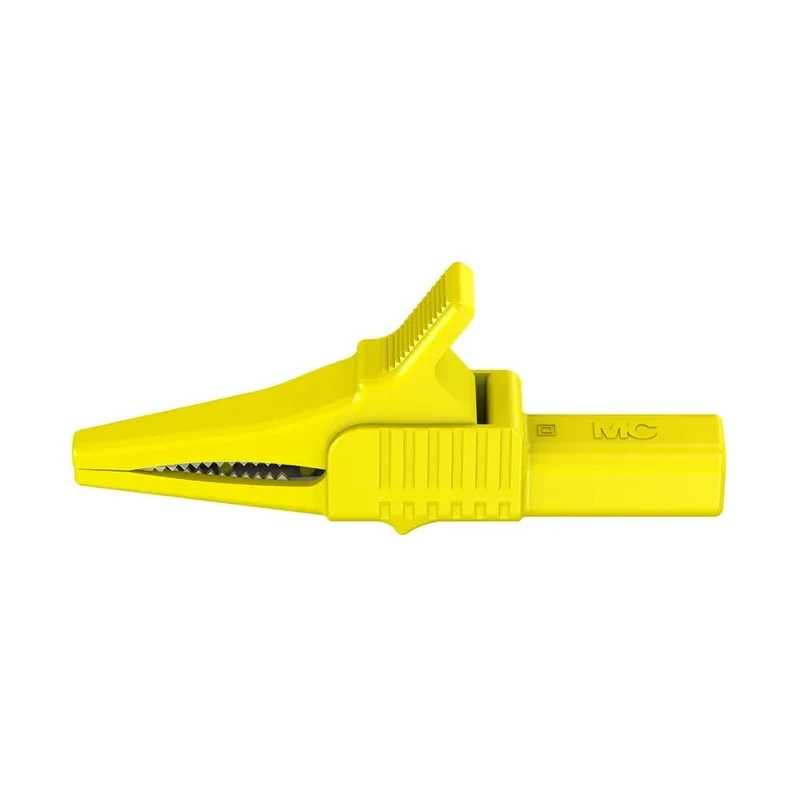 Staubli Yellow Crocodile Clip Brass Contact 32A Insulated Nylon 20mm Jaw Opening 66.9755-24