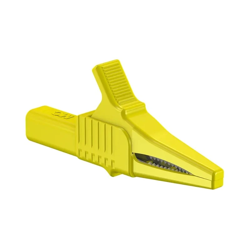 Staubli Yellow Crocodile Clip Brass Contact 32A Insulated Nylon 20mm Jaw Opening 66.9755-24
