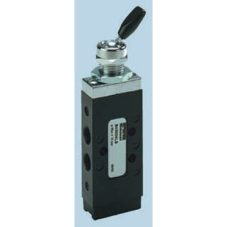 Parker Lever Pneumatic Manual Control Valve B43 Series, G 1/8 Thread Size, 5/2 Valve Function, Die Cast Zinc Body B43004LS