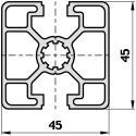 Bosch Rexroth Silver Aluminium Strut Profile 45 x 45 mm 10 mm Groove, 3 m Length, Series MGE 13.2 3842992403/3000