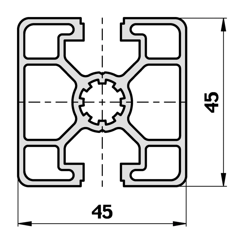 Bosch Rexroth Silver Aluminium Strut Profile 45 x 45 mm 10 mm Groove, 3 m Length, Series MGE 13.2 3842992403/3000