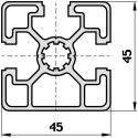 Bosch Rexroth Silver Aluminium Strut Profile 45 x 45 mm 10 mm Groove 2 m Length Series MGE 13.2 3842992404/2000
