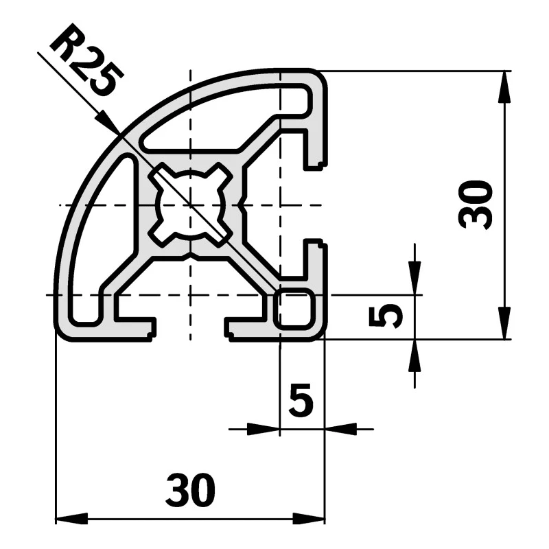 Bosch Rexroth Silver Aluminium Strut Profile 30 x 30 mm 8 mm Groove, 3 m Length, Series MGE 13.2 3842992896/3000