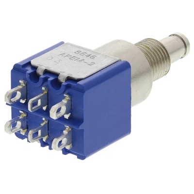 APEM 8000 Series Miniature Push Button Switch, Latching, Panel Mount, 6.5 mm Cutout, DPDT 8646A