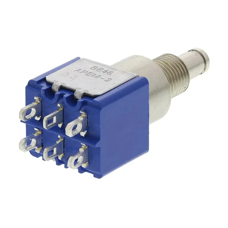 APEM 8000 Series Miniature Push Button Switch, Latching, Panel Mount, 6.5 mm Cutout, DPDT 8646A