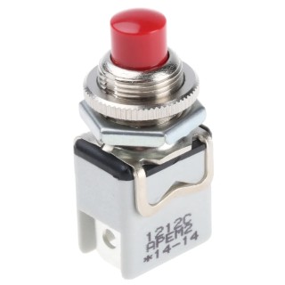 APEM 1200 Series Push Button Switch, Momentary, Panel Mount, 12.2 mm Cutout, SPST, Red Actuator 1212C RED