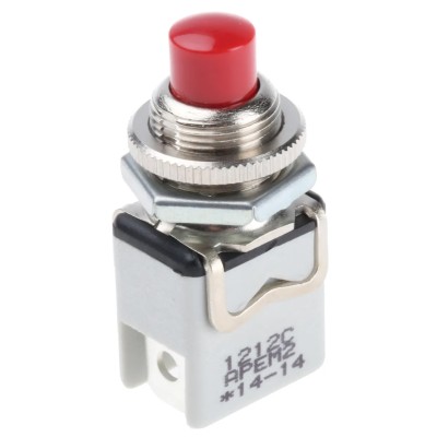 APEM 1200 Series Push Button Switch, Momentary, Panel Mount, 12.2 mm Cutout, SPST, Red Actuator 1212C RED