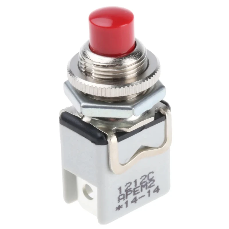 APEM 1200 Series Push Button Switch, Momentary, Panel Mount, 12.2 mm Cutout, SPST, Red Actuator 1212C RED