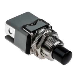 APEM 1200 Series Push Button Switch Momentary, Panel Mount, 12.2 mm Cutout, SPST, 125 V AC, Black 1213C BLACK