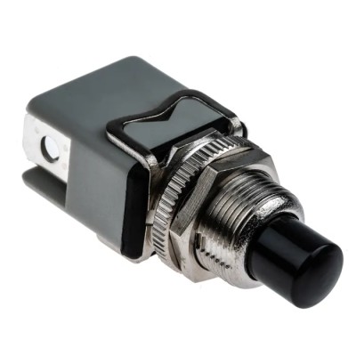 APEM 1200 Series Push Button Switch Momentary, Panel Mount, 12.2 mm Cutout, SPST, 125 V AC, Black 1213C BLACK