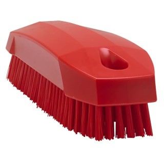 Vikan Red Scrubbing Brush, 17 mm bristle length, Ergonomic Nail and Hand Brush 64404