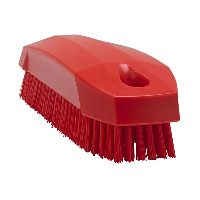 Vikan Red Scrubbing Brush, 17 mm bristle length, Ergonomic Nail and Hand Brush 64404