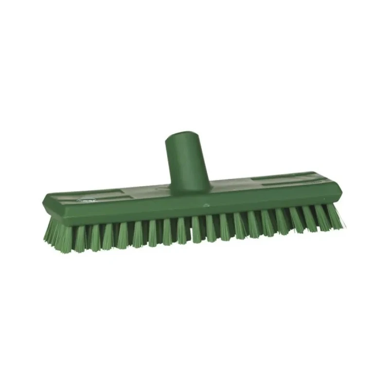 Vikan Hard Bristle Green Deck Scrubbing Brush, 24 mm Bristle Length, Polyethylene Terephthalate Bristle Material 70412