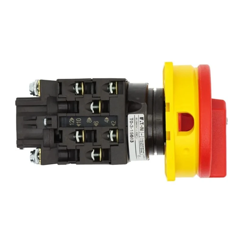 Eaton 3-Pole Panel Mount Isolator Switch IP65 Rated, 100A, 5.5 kW, Red Handle T0-3 Series 