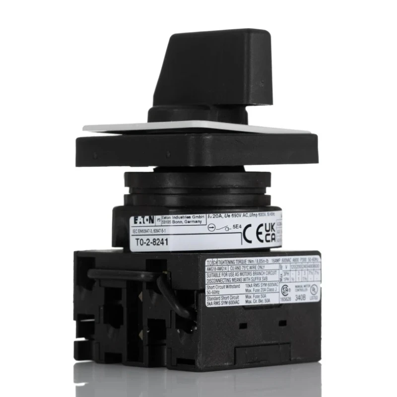 Eaton 4 Position 45 ° Toggle Actuator Cam Switch 20A 690V AC Flush Mount IP65 050716 T0-2-8241/E