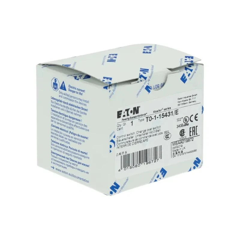 Eaton Cam Switch 3 Position 45° Toggle Actuator 20A, 690V AC, Flush Mount 019872 T0-1-15431/E
