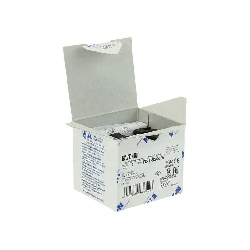 Eaton Cam Switch 2 Position 90° Toggle Actuator 20A 690V AC Flush Mount 067352 T0-1-8200/E