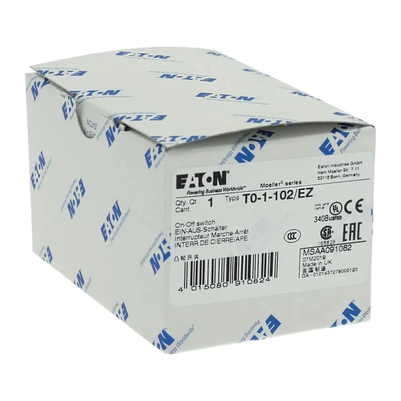 Eaton 2 Position 90° Toggle Actuator Cam Switch 20A 690V AC IP65 T0-1-102/EZ 091082 T0-1-102/EZ