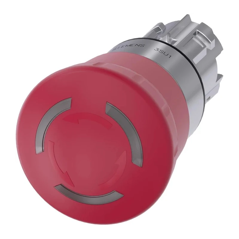 Siemens SIRIUS ACT 3SU10 Series Emergency Stop Push Button Head Twist Release Metal Push Button Red 40 mm 3SU1051-1HB20-0AA0