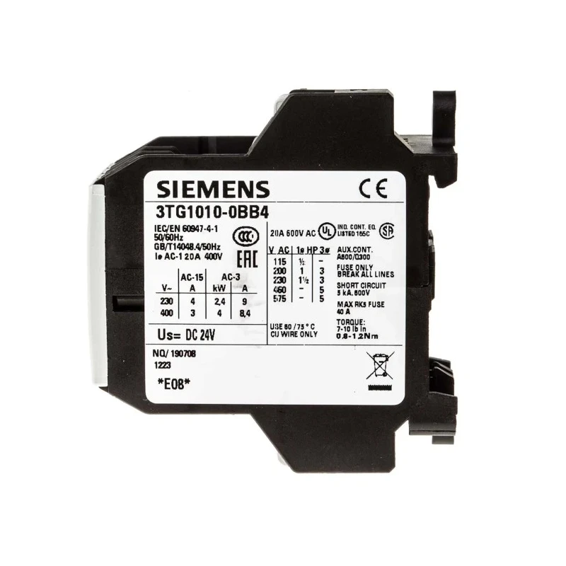 Siemens 3TG1 Power Relay 24V DC Coil 4-Pole 20A Contact Current 4kW Power Rating 400V AC Contact Voltage 3TG1010-0BB4